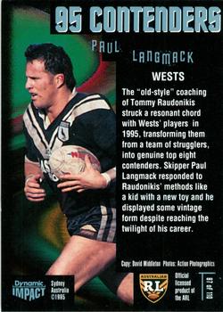 1995 Dynamic ARL Series 3 #087 Paul Langmack Back